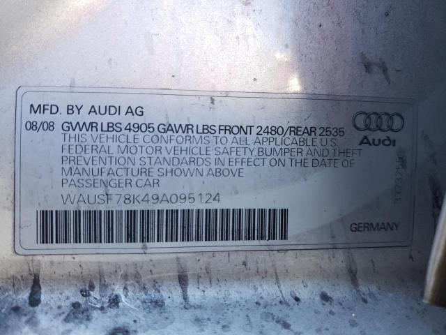 WAUSF78K49A095124 - 2009 AUDI A4 PREMIUM SILVER photo 10