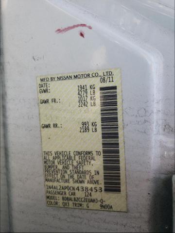 1N4AL2AP0CN438453 - 2012 NISSAN ALTIMA WHITE photo 10