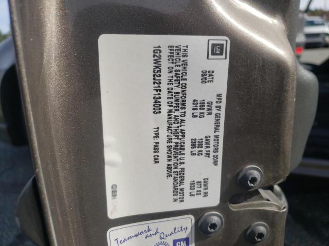 1G2WK52J21F134003 - 2001 PONTIAC GRAND PRIX თაფლისფერი ფოტო 10