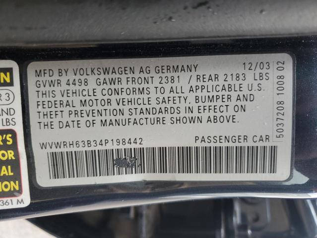 WVWRH63B34P198442 - 2004 VOLKSWAGEN PASSAT GLX Mavi foto 10