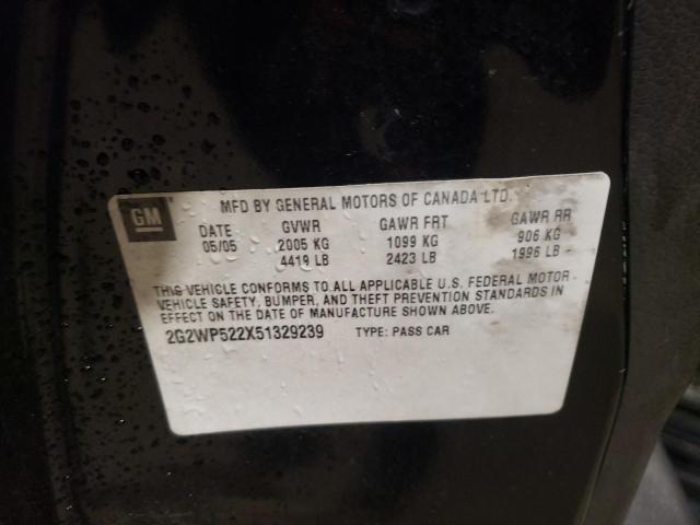 2G2WP522X51329239 - 2005 PONTIAC GRAND PRIX შავი ფოტო 10