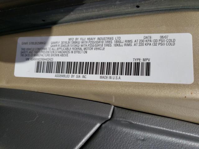 4S4WX92D684402423 - 2008 SUBARU TRIBECA LI GOLD photo 10