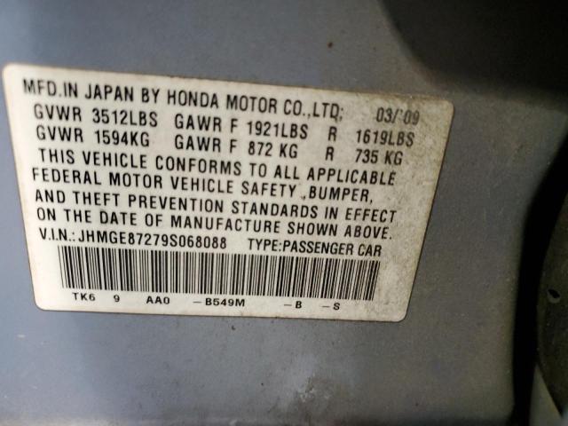 JHMGE87279S068088 - 2009 HONDA FIT BLUE photo 10