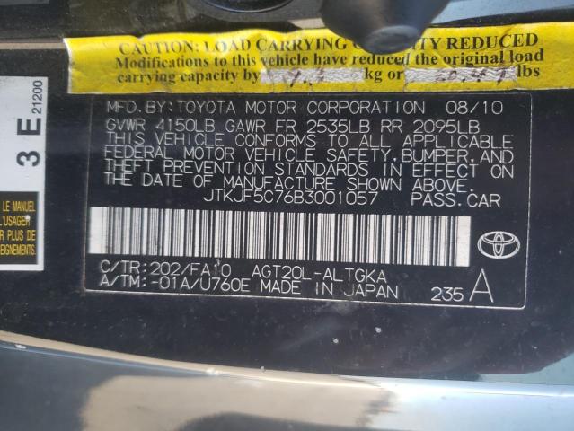 JTKJF5C76B3001057 - 2011 TOYOTA SCION TC შავი ფოტო 10