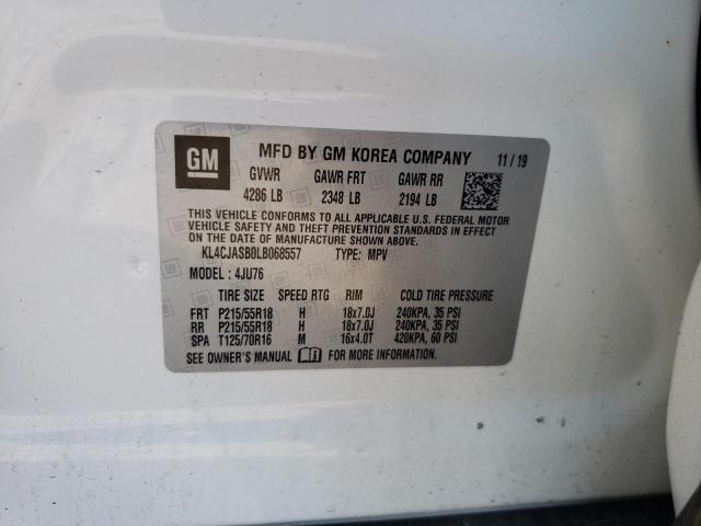 KL4CJASB0LB068557 - 2020 BUICK ENCORE PRE WHITE photo 13