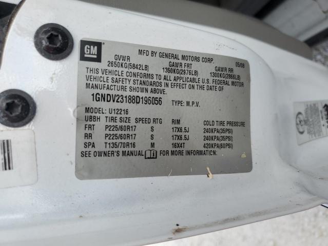 1GNDV23188D196056 - 2008 CHEVROLET UPLANDER L Ağ foto 10