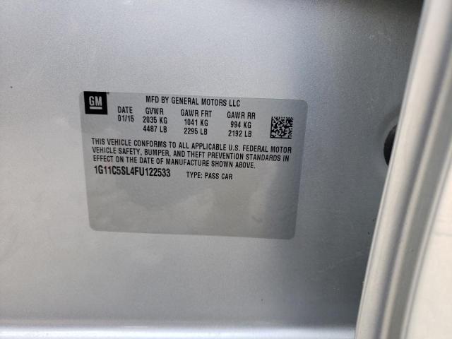 1G11C5SL4FU122533 - 2015 CHEVROLET MALIBU 1LT 银色 照片 10