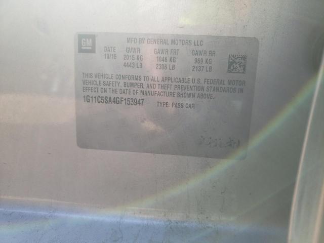 1G11C5SA4GF153947 - 2016 CHEVROLET MALIBU LIM 银色 照片 10