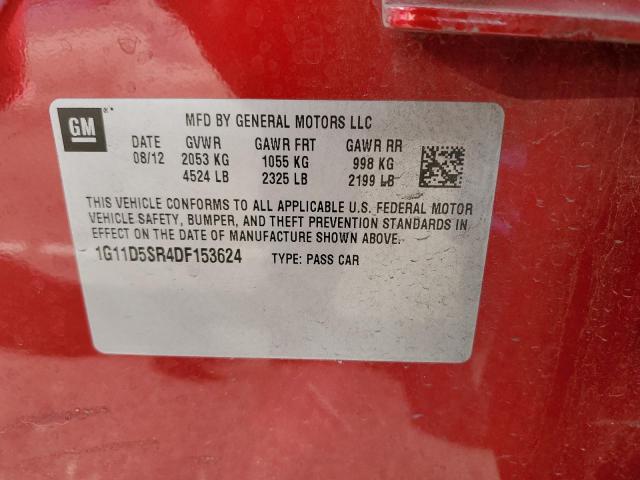 1G11D5SR4DF153624 - 2013 CHEVROLET MALIBU 1LT 红色 照片 10