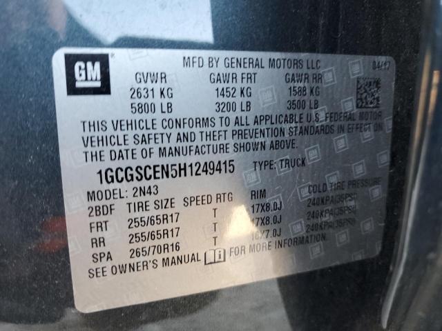 1GCGSCEN5H1249415 - 2017 CHEVROLET COLORADO L GREEN photo 10