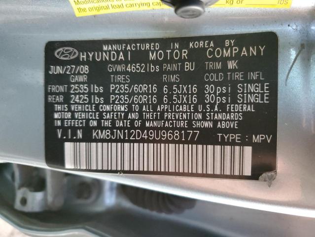 KM8JN12D49U968177 - 2009 HYUNDAI TUCSON SE BLUE photo 10