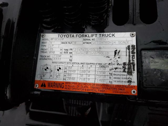 68521 - 2015 TOYOTA FORKLIFT ORANGE photo 10
