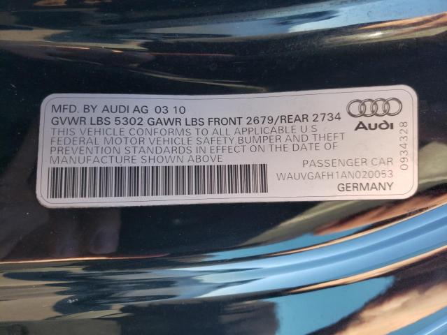 WAUVGAFH1AN020053 - 2010 AUDI S5 PRESTIG BLACK photo 10