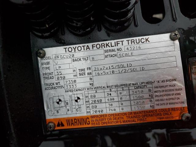 43216 - 2013 TOYOTA FORKLIFT ORANGE photo 10