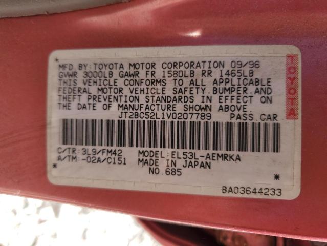 JT2BC52L1V0207789 - 1997 TOYOTA TERCEL CE MAROON photo 10