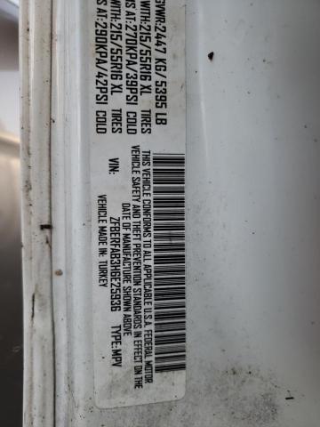 ZFBERFAB3H6E25936 - 2017 RAM PROMASTER WHITE photo 10