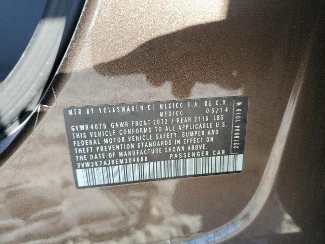 3VW2K7AJ9EM304688 - 2014 VOLKSWAGEN JETTA BASE 棕色 照片 10