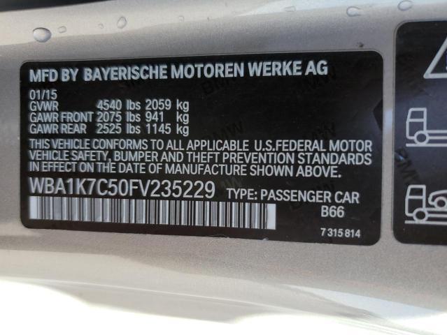 WBA1K7C50FV235229 - 2015 BMW 228 XI BEIGE photo 10