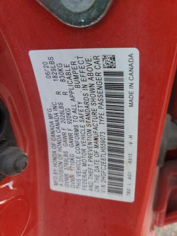 2HGFC2E87LH559073 - 2020 HONDA CIVIC SPOR RED photo 10