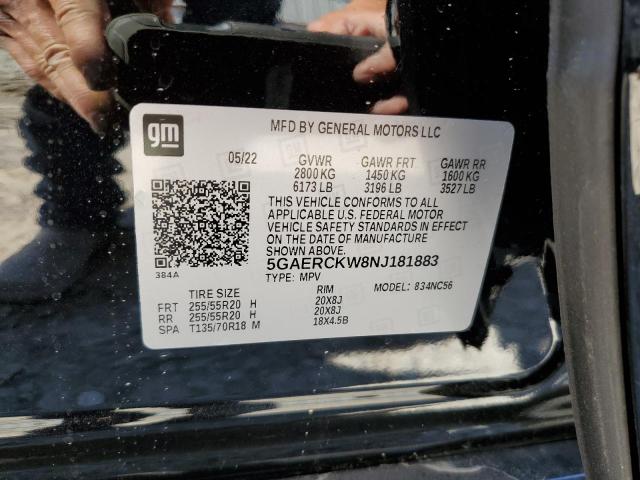 5GAERCKW8NJ181883 - 2022 BUICK ENCLAVE PR BLACK photo 10