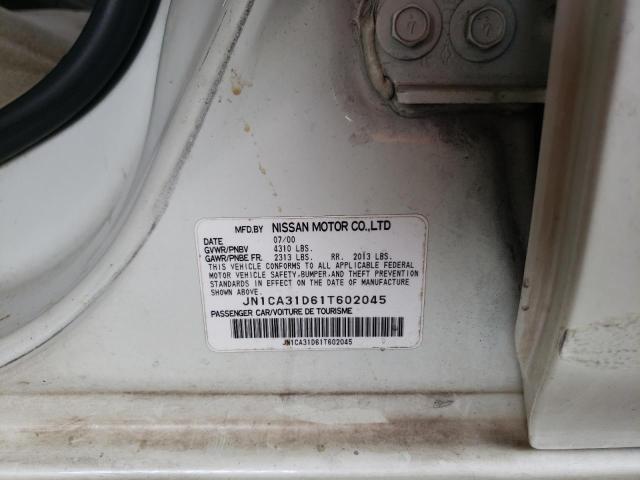 JN1CA31D61T602045 - 2001 NISSAN MAXIMA GXE WHITE photo 10