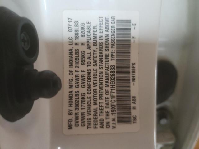 19XFC1F71HE026833 - 2017 HONDA CIVIC EXL 白色 照片 10