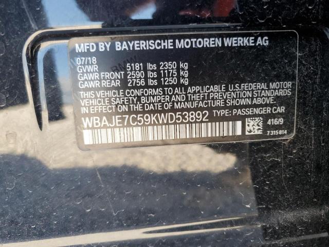 WBAJE7C59KWD53892 - 2019 BMW 540 XI BLUE photo 10