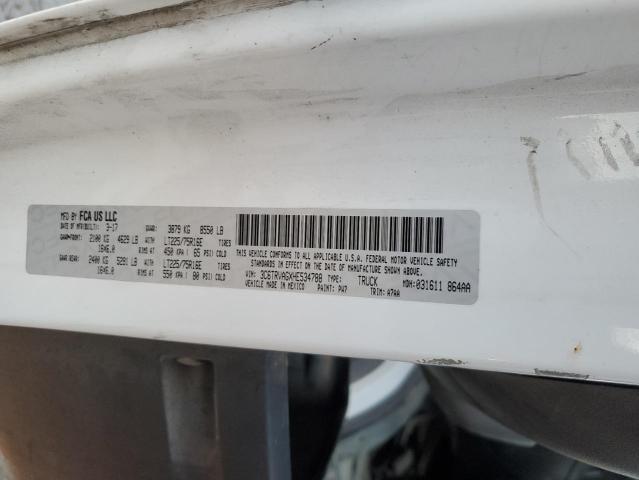 3C6TRVAGXHE534788 - 2017 RAM PROMASTER WHITE photo 10