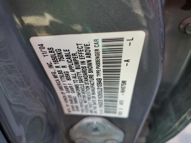 1HGES16365L010949 - 2005 HONDA CIVIC DX V GRAY photo 10