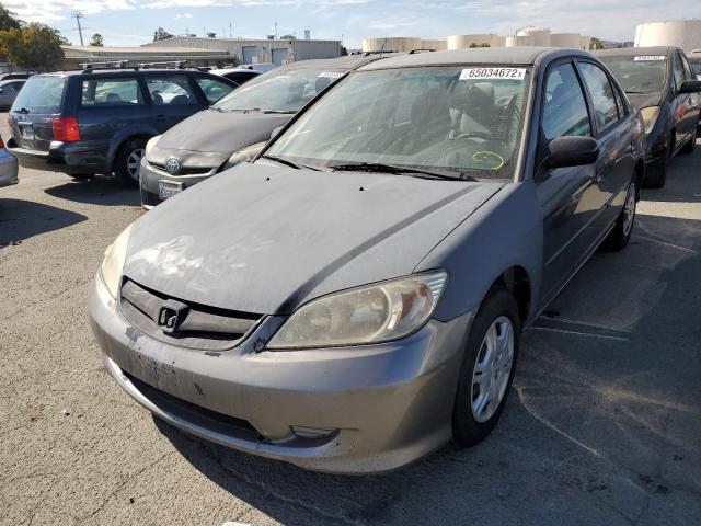 1HGES16365L010949 - 2005 HONDA CIVIC DX V GRAY photo 2