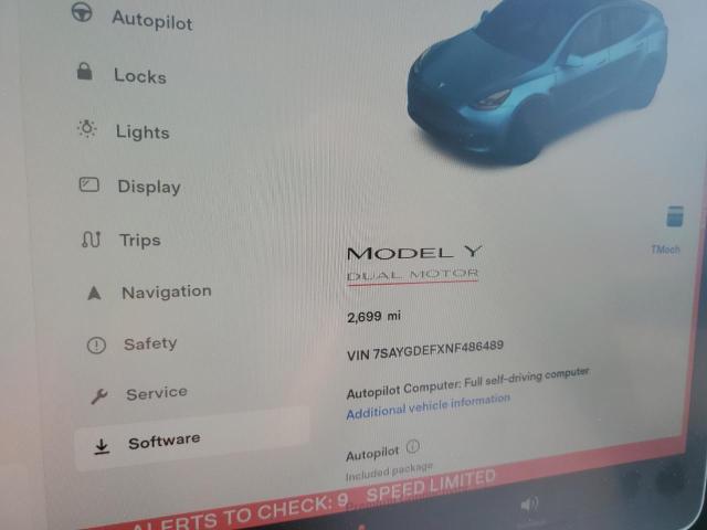 7SAYGDEFXNF486489 - 2022 TESLA MODEL Y GRAY photo 8