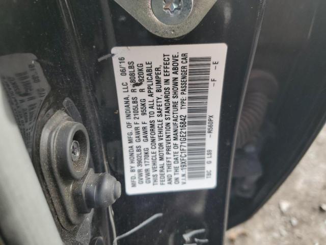 19XFC1F71GE216842 - 2016 HONDA CIVIC EXL Qara foto 10