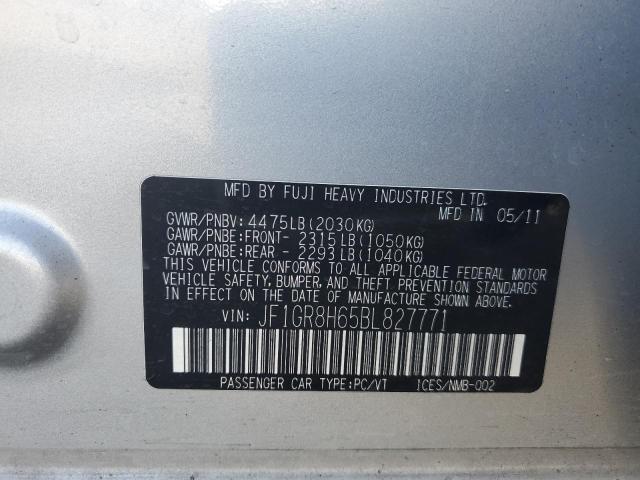 JF1GR8H65BL827771 - 2011 SUBARU IMPREZA WR SILVER photo 10