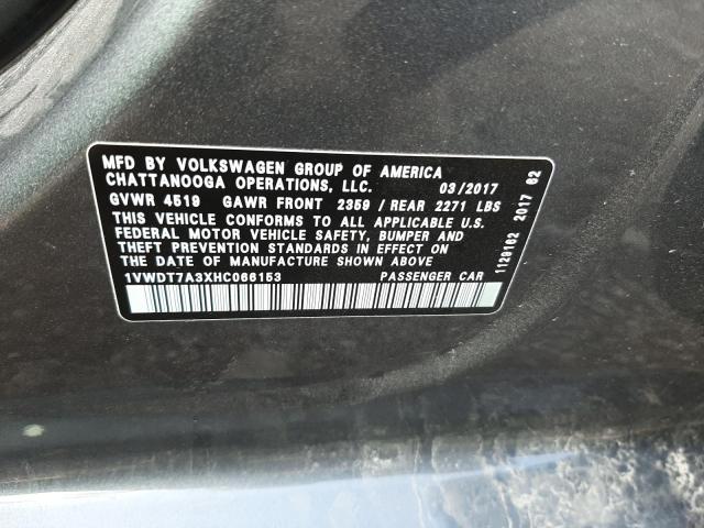 1VWDT7A3XHC066153 - 2017 VOLKSWAGEN PASSAT R-L 灰色 照片 10