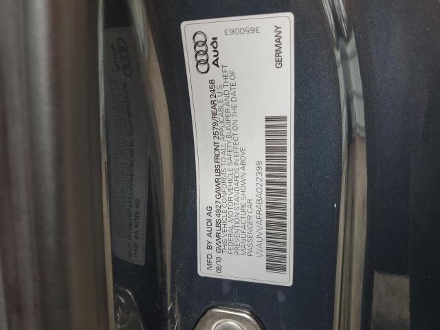 WAUVVAFR4BA022399 - 2011 AUDI S5 PRESTIG CHARCOAL photo 10