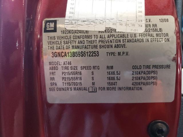 3GNCA13B59S612253 - 2009 CHEVROLET HHR LS RED photo 10