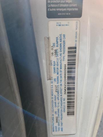 3VWCK21C04M400944 - 2004 VOLKSWAGEN NEW BEETLE 银色 照片 10