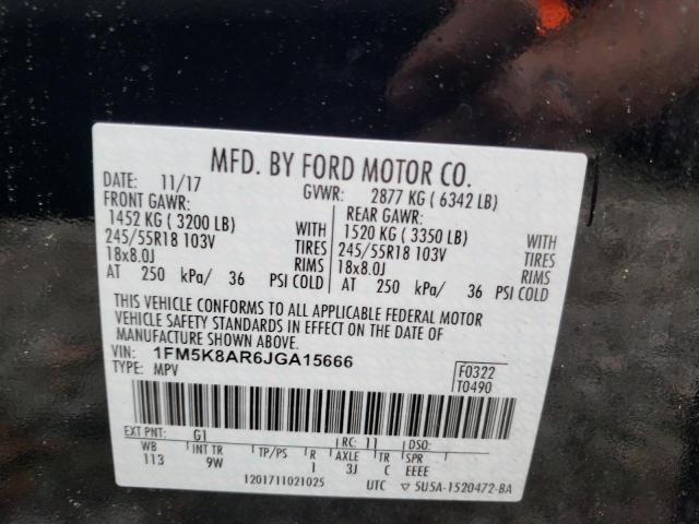 1FM5K8AR6JGA15666 - 2018 FORD EXPLORER P TWO TONE photo 10
