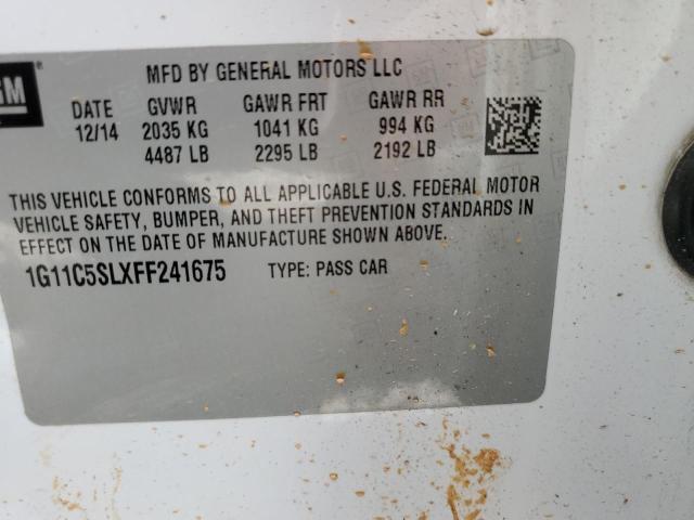 1G11C5SLXFF241675 - 2015 CHEVROLET MALIBU 1LT 白色 照片 10