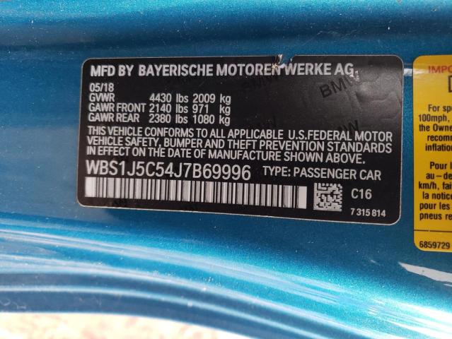 WBS1J5C54J7B69996 - 2018 BMW M2 BLUE photo 10