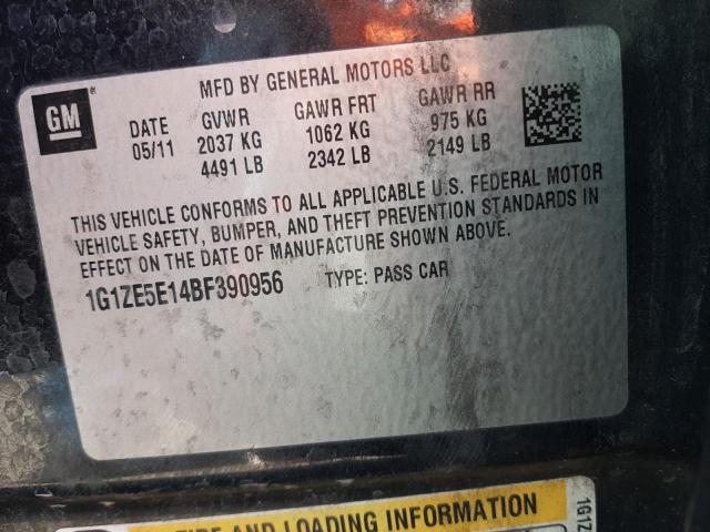 1G1ZE5E14BF390956 - 2011 CHEVROLET MALIBU LTZ შავი ფოტო 10