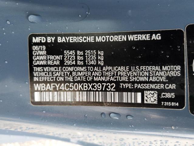 WBAFY4C50KBX39732 - 2019 BMW M850XI BLUE photo 12