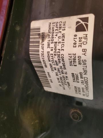 1G8AL52F73Z142298 - 2003 SATURN ION LEVEL BURGUNDY photo 10