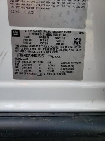 LRBFXBSAXHD223267 - 2017 BUICK ENVISION E WHITE photo 10