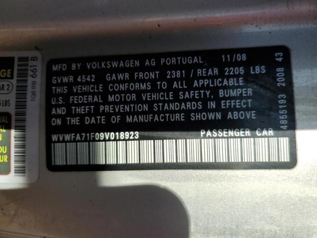 WVWFA71F09V018923 - 2009 VOLKSWAGEN EOS LUX Srebrny zdjęcie 10