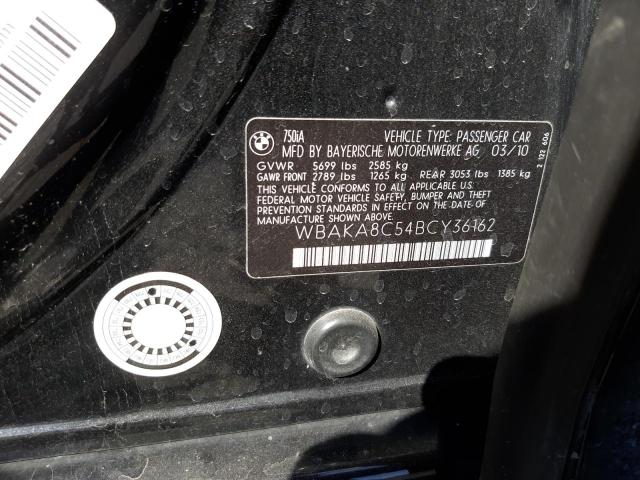 WBAKA8C54BCY36162 - 2011 BMW 750I BLACK photo 10