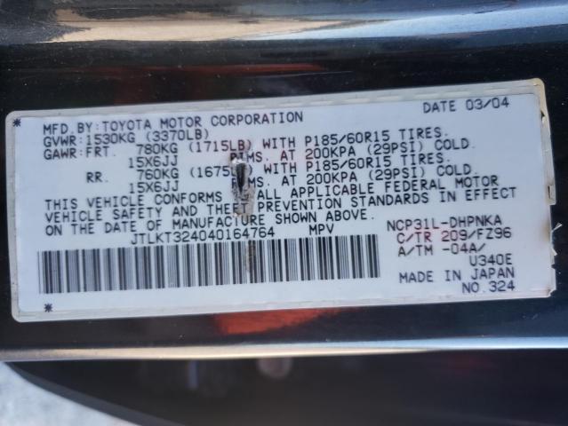 JTLKT324040164764 - 2004 TOYOTA SCION XB Grafit fotoğraf 10