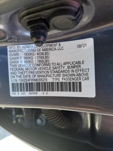 19XZE4F95NE005215 - 2022 HONDA INSIGHT TO GRAY photo 10