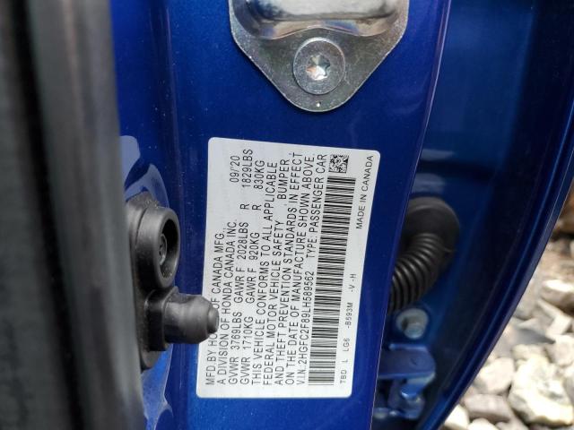 2HGFC2F89LH589562 - 2020 HONDA CIVIC SPOR BLUE photo 10