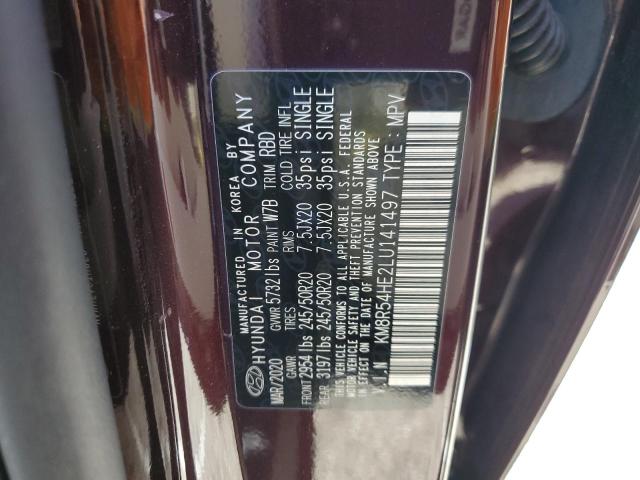 KM8R54HE2LU141497 - 2020 HYUNDAI PALISADE L BURGUNDY photo 10